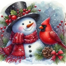 Winter Snowman  Art Kits for Adults-Christmas Snowman Cardinal  Pa New