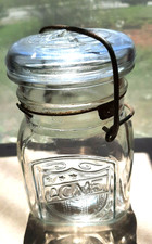 Vintage ACME 3 Stars and Shield 1920s Pint Canning Jar with Glass Lid and Bail