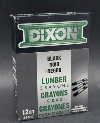 Dixon Lumber Crayons, 4.5 X 0.5, Carbon Black, Dozen (12), Hex Shaped, FREE SHIP