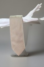 Herm s Paris Men  s Silk Tie Gold W/Blue-Gray Iconic H Repeat Pattern Made France