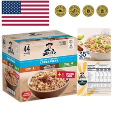 Instant Oatmeal Lower Sugar, 4 Flavor Variety Pack 44 Count Pack of 1