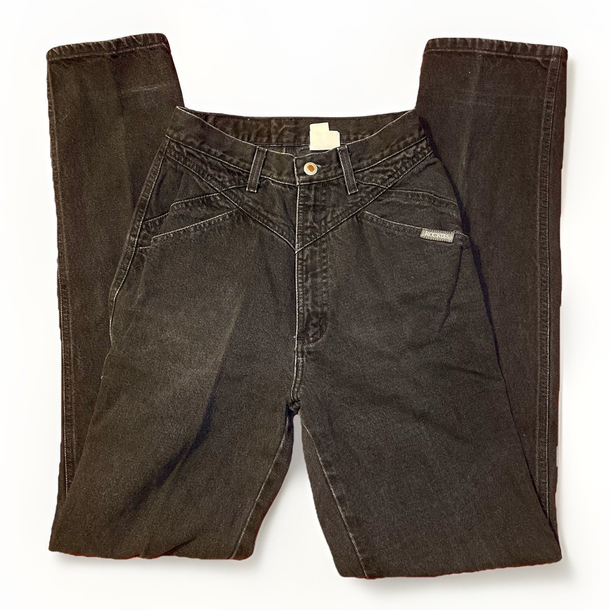 VTG Black Rocky Mountain Rockies Jeans Womens Sz 25 High Rise Western