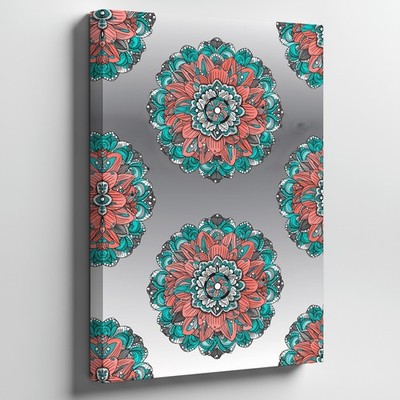 Vibrant And Intricate Mandala Pattern Featuring Large, Circular Floral Wall Art
