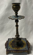 Ancien bougeoir XIX ème en bronze et émaux cloisonné collection antiquité art