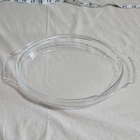 Vintage Pyrex Clear Glass Oval 2.5qt Casserole Lid w/Handles, 11 in X 8.5 In