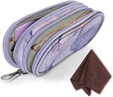 Double Sunglasses Case Bag Soft Portable Eyeglasses Pouch Dual Zipper for Women