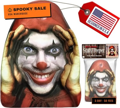 Scary Peeper Creeper Window Clown Decoration - Creepy Halloween Prop for Adults,