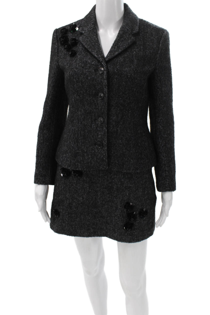 Zara Unisex Herringbone 2-Piece Blazer Dark Gray Viscose Long Sleeve Size SFree Shipping in US $100+ Orders | $6.95 Orders Below