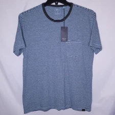 Rails T Shirt Medium Striped Hemp Cotton Blend Cerulean Sky Valencia NWT