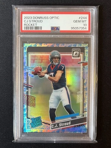 2023 Panini Donruss Optic C.J. Stroud Rocket Emoji PSA 10 #244 Rated Rookie RC