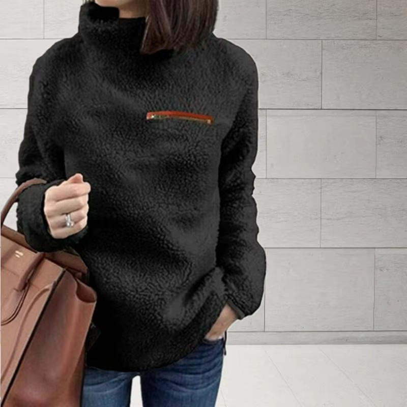 Sweater Women's Fleece Winter Sweatshirts Pullover Turtleneck Thick Warm 20% OFF-image