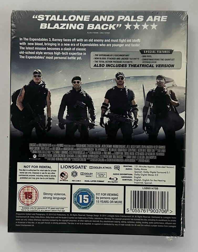 Expendables 3 Blu-ray Embossed Steelbook - Zavvi Exclusive Brand New Sealed - Image 2 of 3
