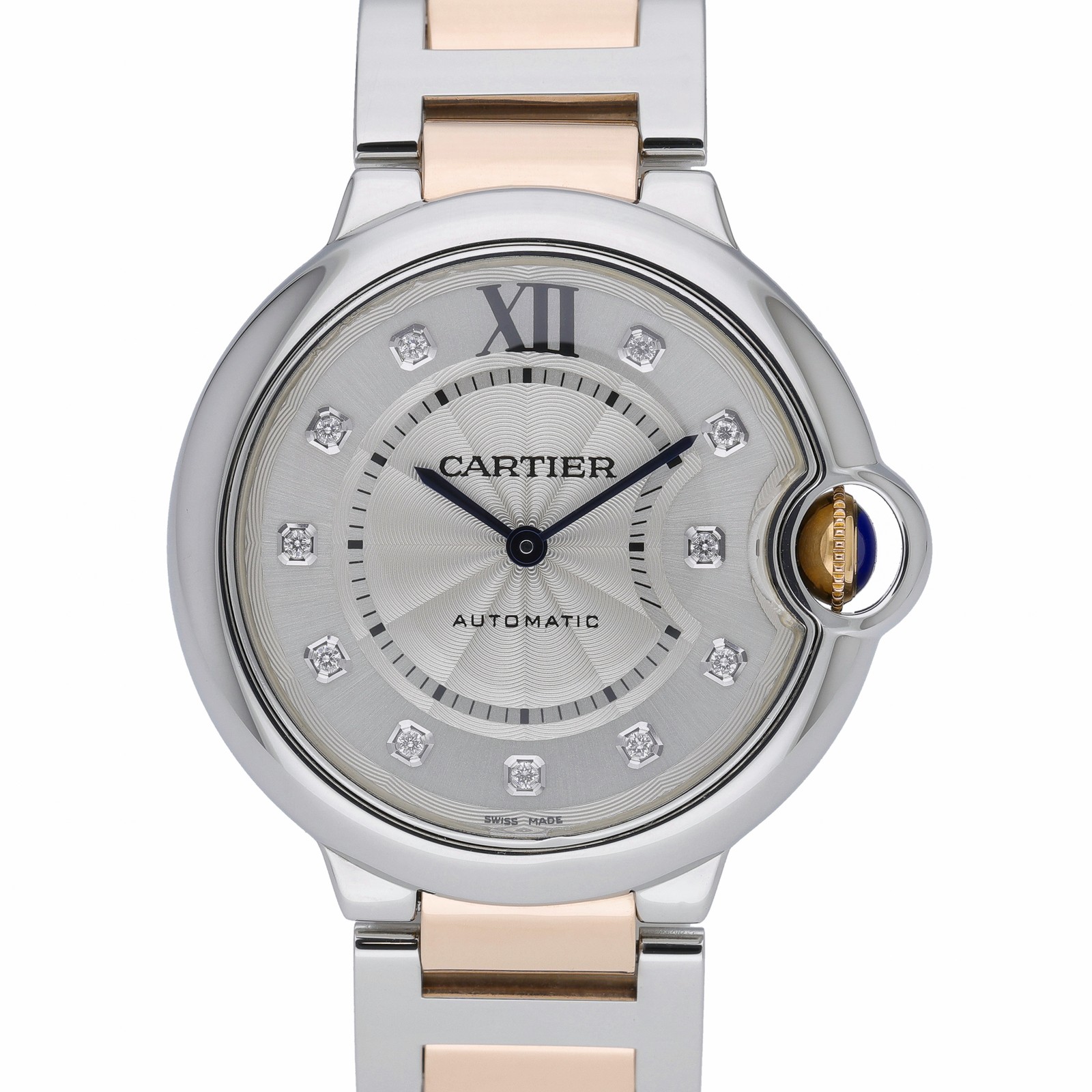 Cartier Ballon Bleu 3284 with 36mm Steel & Rose Gold case and Silver dial. Ex...