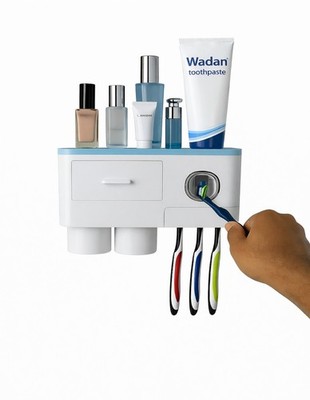 Wadan Wall-Mounted Toothbrush Holder w/ Toothpaste Dispenser & Drawer