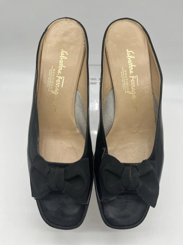 Sandalias sin cordones Salvador Ferragamo para mujer azules de tacón bajo, mulas talla 10 estrechas Foto 3 de 4