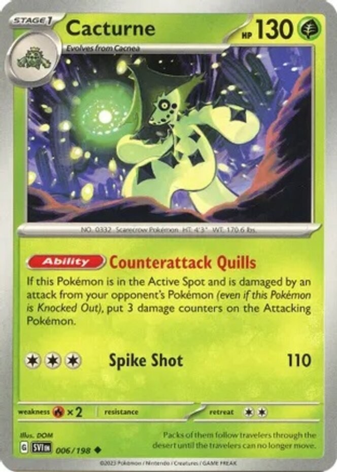 Cacturne - 006/198 - Uncommon - Reverse Holo (Near Mint) Scarlet & Violet - Base