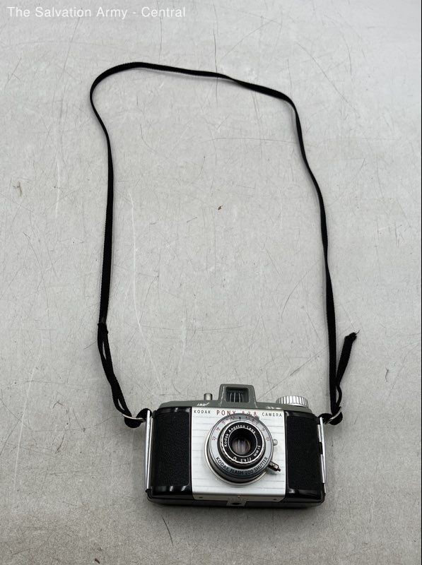 Kodak Pony 828 Silver Black Flash 200 Shutter Compact Camera With Strap