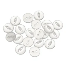 20pcs White Round Sewing Buttons 10mm Resin 2-Hole Fish Eye Craft Button