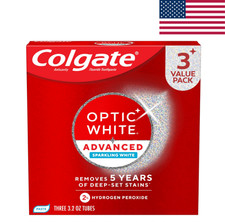 Colgate Optic White Advanced Whitening Toothpaste 3 Pack 3.2 oz Peroxide