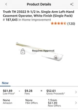 Prime-Line Products TH 23022 Casement Window Operator Left hand 9.5 Inch