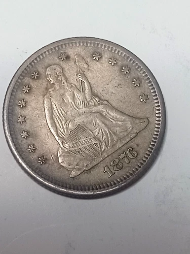1876 S LIBERTY SEATED QUARTER SHARP XF+++