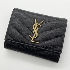 SAINT LAURENT PARIS YSL Cassandre Key Case Black Leather Authentic Genuine