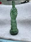 Vintage Figural Bottle - HAND Holding DAGGER Knife SWORD Beautiful GREEN Glass ! — photo 2