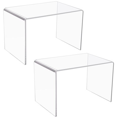 2-pc 12x7x8 5MM Thick Clear Acrylic Riser For Retail, Shelf Showcase Fixtures...
