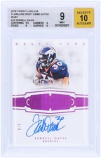 Terrell Davis Broncos Signed 2018 Panini Flawless Draft #DG-TD 3/4 BGS 9/10 Card