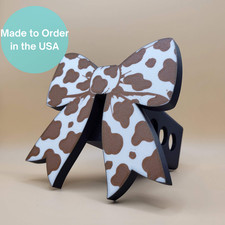 Cow Print Bow Trailer Hitch Cover, 2 Inch Receiver, USA Made Truck Accessory