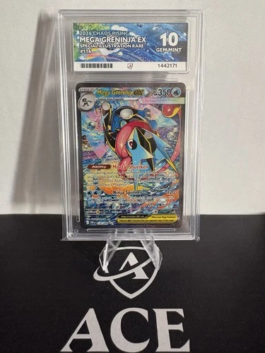 Mega Greninja EX ACE Graded 10 Foil #116/086 2026 Chaos Rising SIR