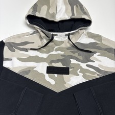 Hollister Men's Gray White Black Camo Hoodie Fleece Sweatshirt Sz L Zip Pockets