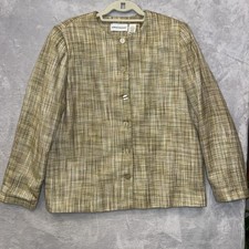 Alfred Dunner Tweed Jacket Blazer/Light Coat Women  s Sz 12 Button Up Classic