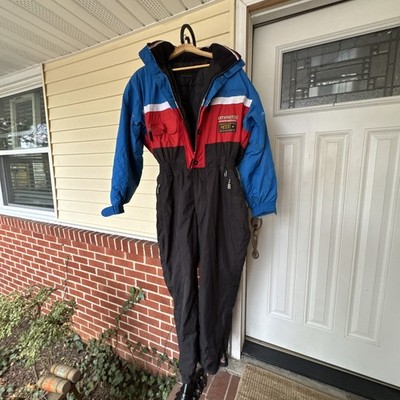 VTG Bogner One Piece Ski Snow Suit Adult Sz 40 Snowboarding Red Black blue USA