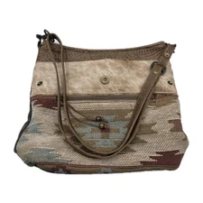 Myra Placid Beige Shoulder Bag Purse Tote Cowhair Aztec Tan Brown Western Grunge
