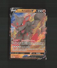 Carta Pokemon Holo Hisuian Arcanine V 090/195 Silver Tempest ultra rara quasi nuova