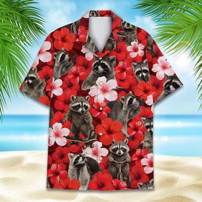Tropical Raccoon Hawaiian Shirt Men