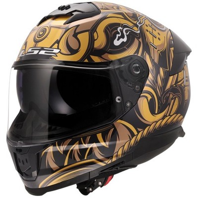 LS2 Stream II Samurai Motorcycle Helmet Gloss Black Gold Medium