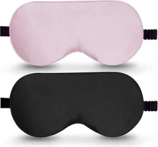 BeeVines 100% Real Mulberry Silk 2 Pack Sleep Mask, Natural Pure Silk Eye Masks