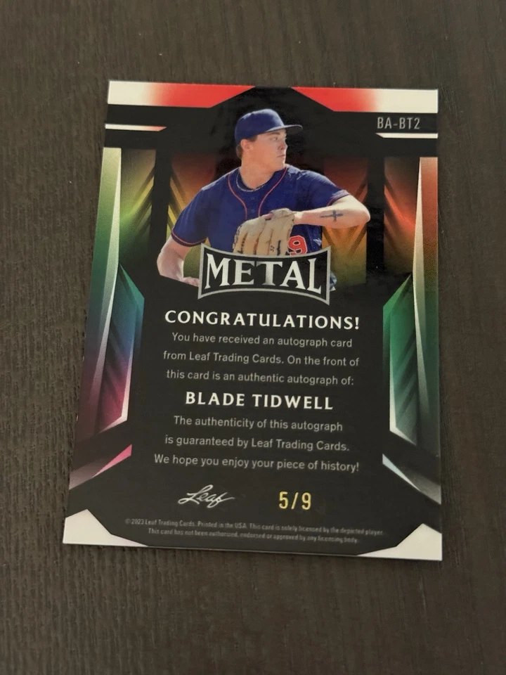 2023 Leaf Metal Silver Wave Autographs /9 #BA-BT2 BLADE TIDWELL Signed Auto - Image 2 of 3