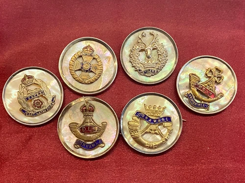 6 x WW1/2 MOP Silver Enamel Sweetheart Brooches w/fixing