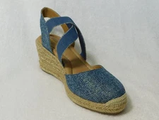 W646 Easy Spirit Blue Meza Espadrille Wedge Sandals Size 7.5 M