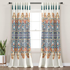 Boho Medallion Light Filtering Window Curtain Panels Pair 52" W X 84" L Turquois