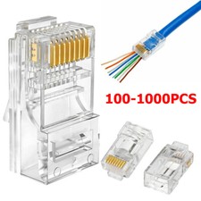 RJ45 Pass Through Modular 100x Plug Network Cable Connector End 8P8C CAT6 CAT5