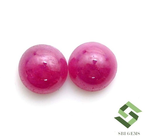 6 mm Natural Ruby Round Cabochon Pair 2.59 CTS Calibrated Loose Gemstones - Picture 8 of 8