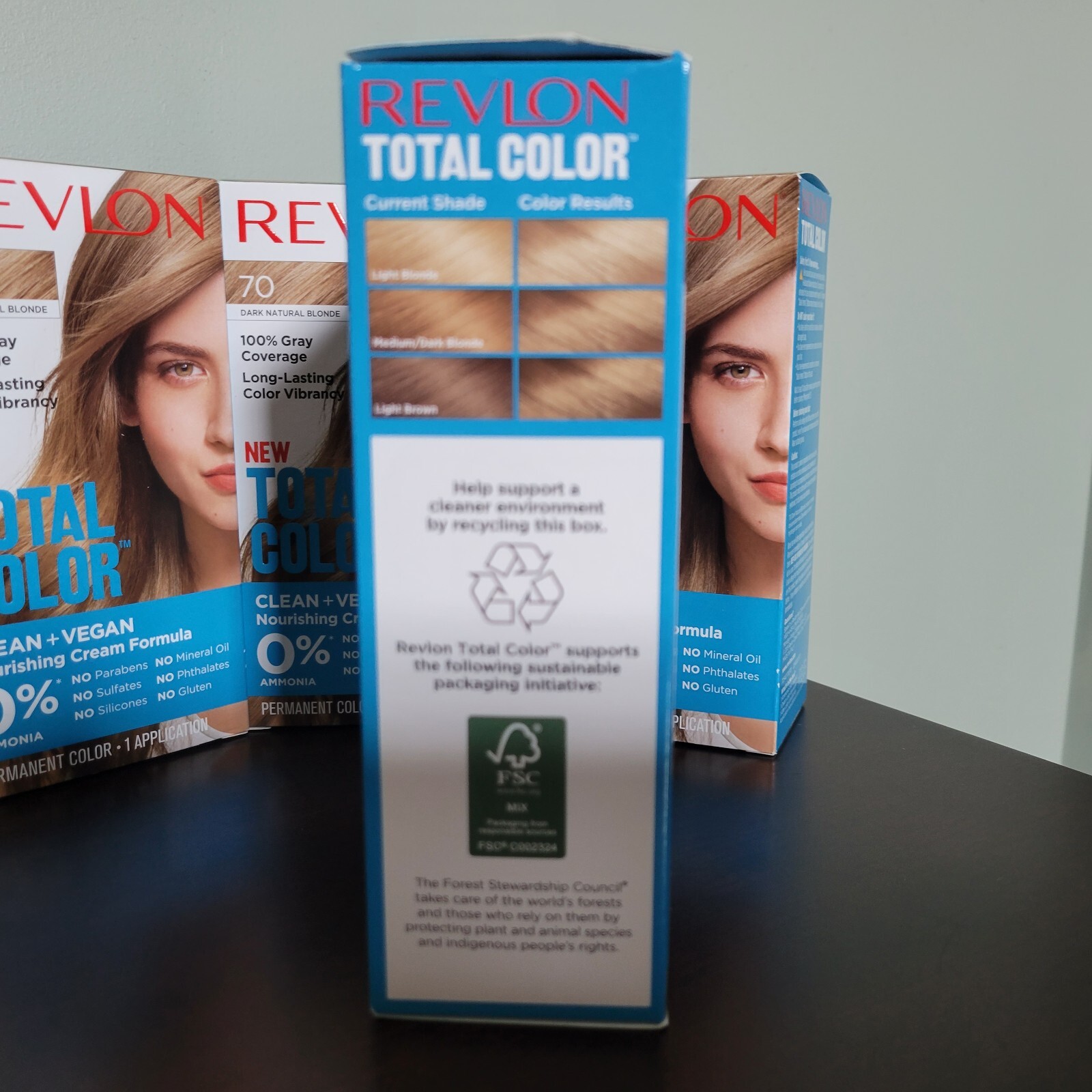 4 Revlon Total Color #70 Dark Natural Blonde No Ammonia Permanent Hair Color Dye
