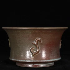 7.1" China old song dynasty Porcelain Ru Kiln Flower Pattern Incense Burner