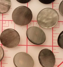 19 Fine Italian Midsiz Shank Button Pearlized Geenish Grey Marble Look Flat 3/4"