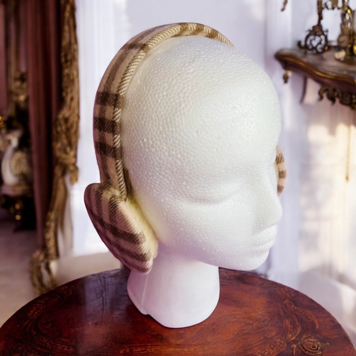 BURBERRY Light Pink Check Cashmere Earmuffs RARE | eBay