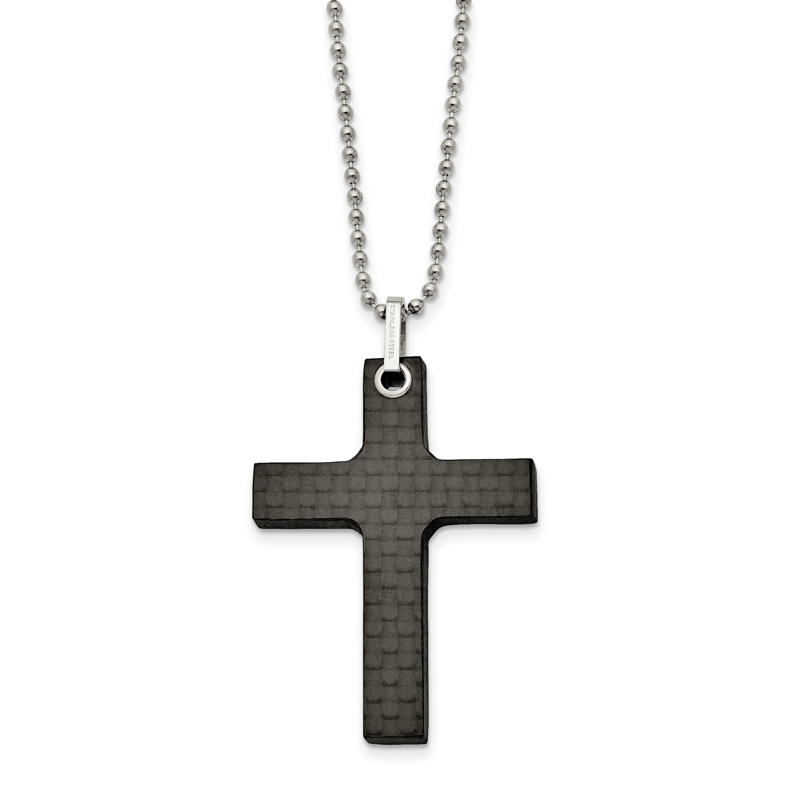 Stainless Steel Solid Black Carbon Fiber Cross Necklace eBay